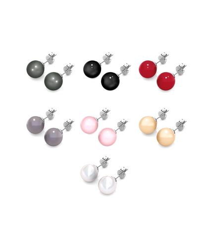 Boucles d'oreilles Coffret 7 Days Colorful Pearl - Argenté et Multi