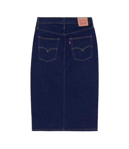 Womens/ladies Side Slit Midi Skirt Blue Stone Wash Levis