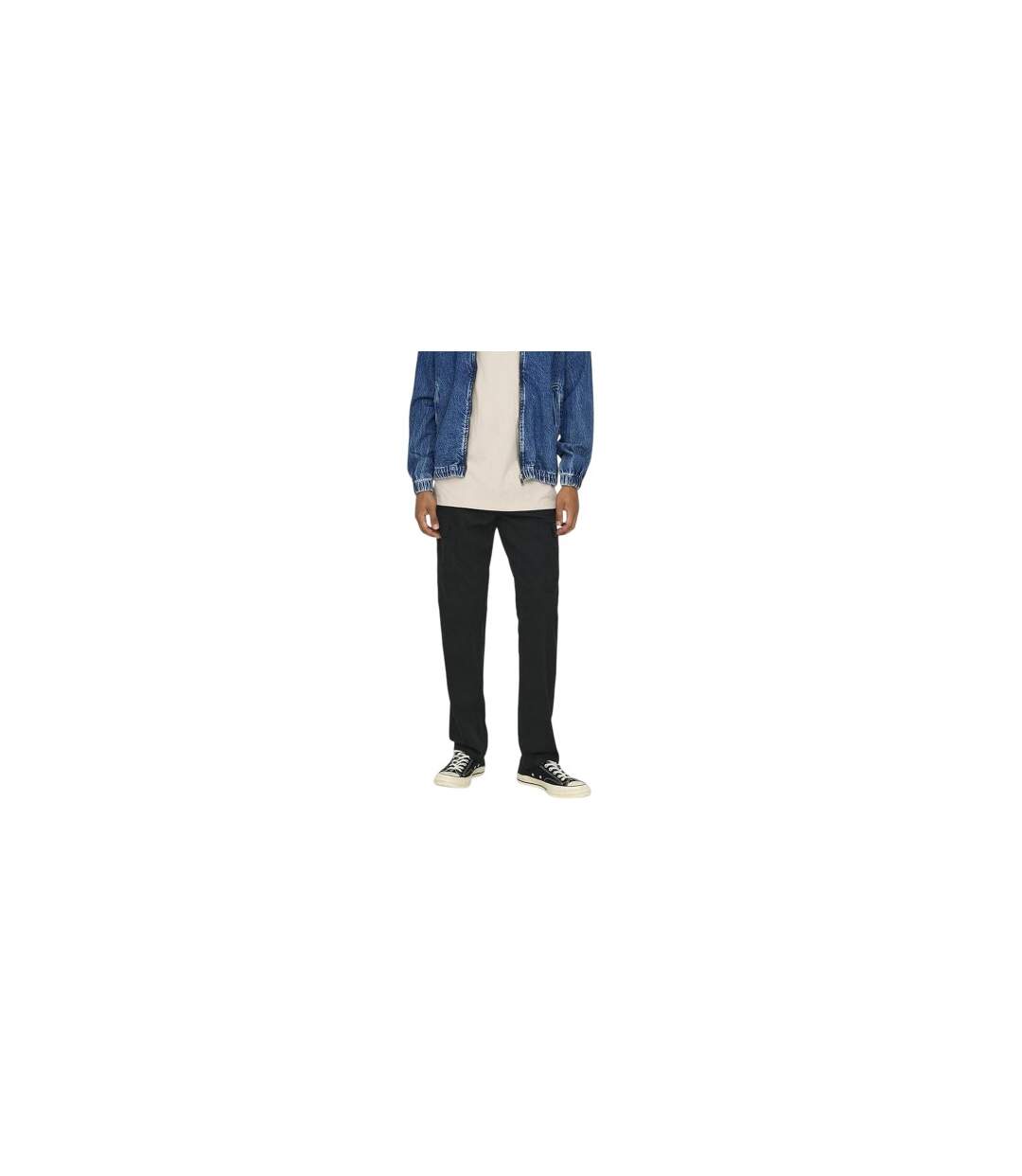 Mens Plain Straight Cargo Trousers Black Only-1