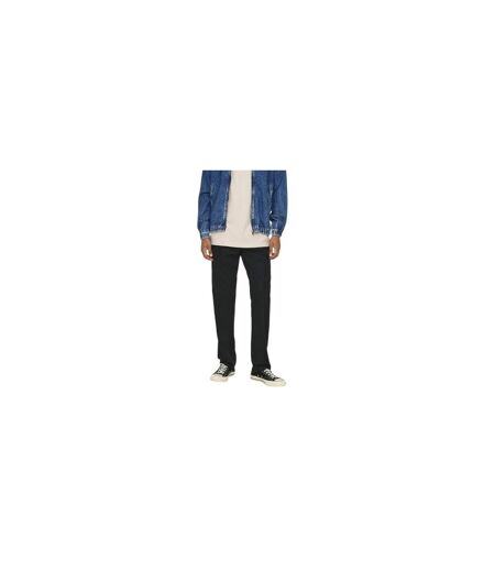 Mens Plain Straight Cargo Trousers Black Only