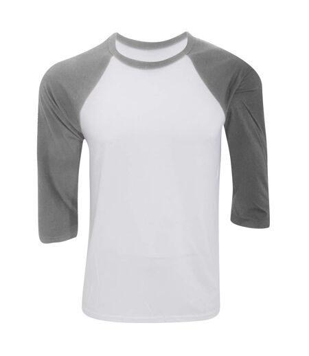 Canvas t-shirt de baseball à manches 3/4 homme blanc/gris clair Bella + Canvas