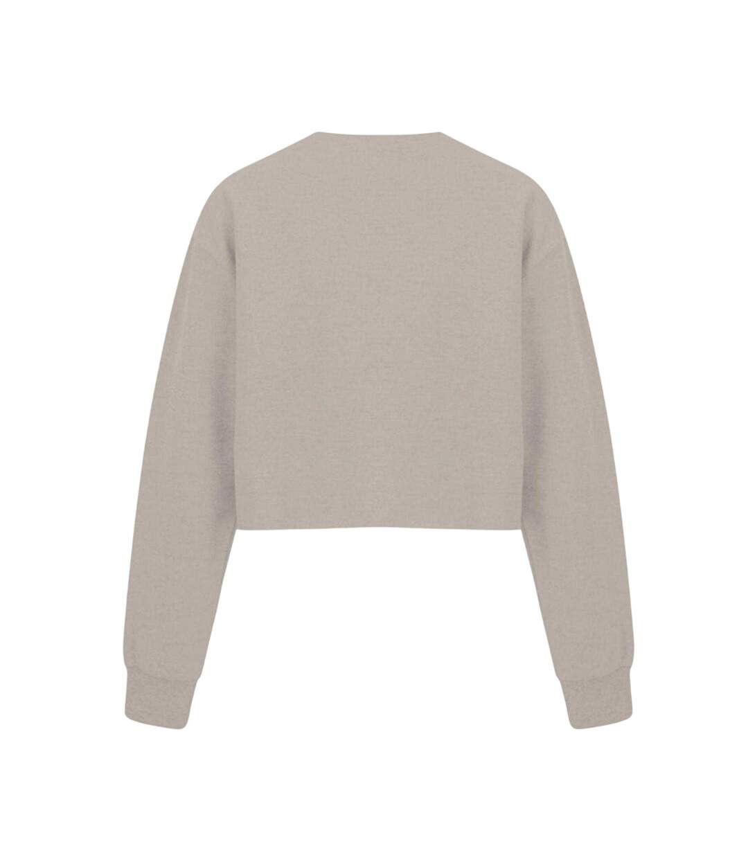 Womens/ladies Relaxed Fit Crop Sweatshirt Sand Miso-2