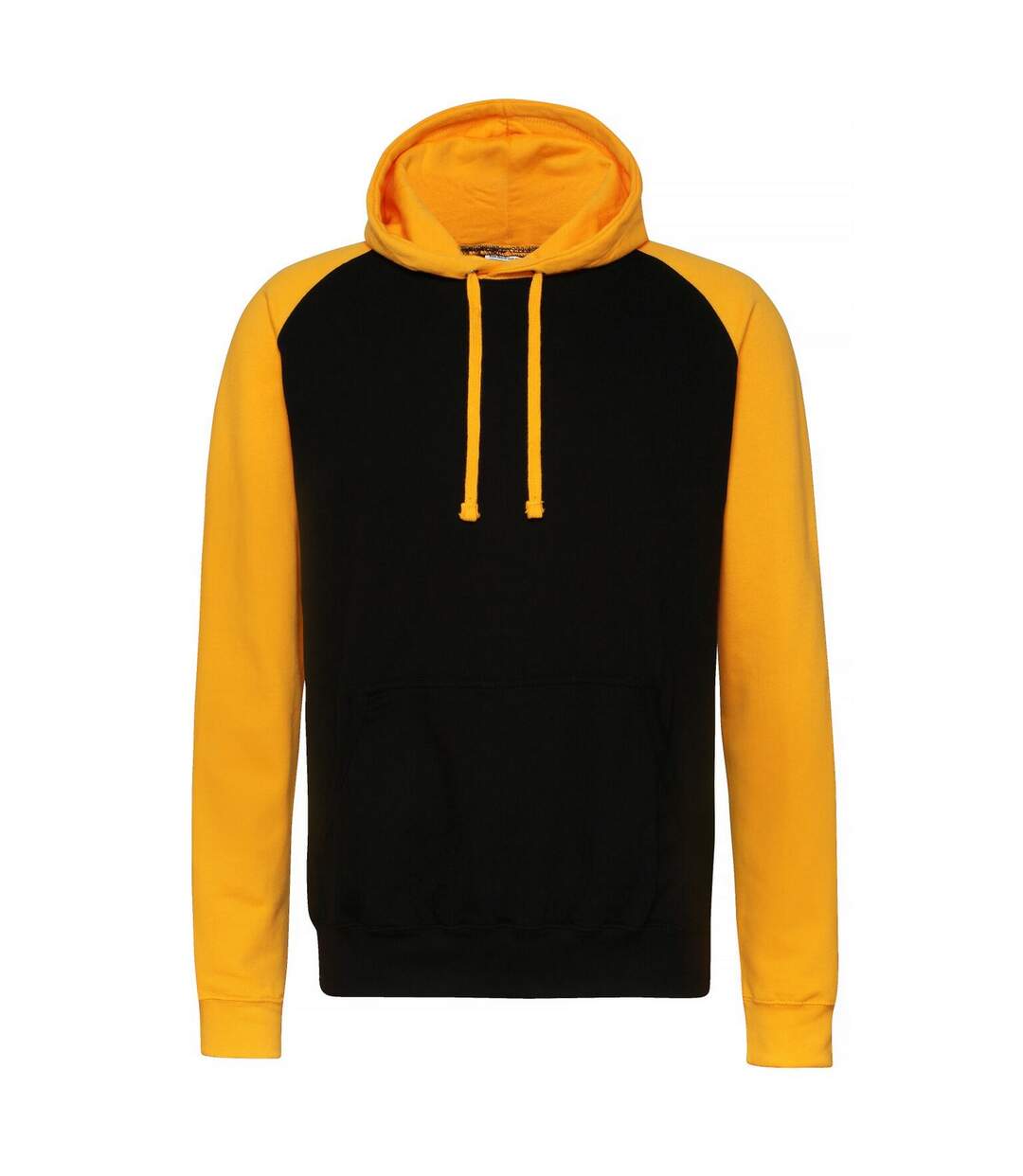 Awdis Just Hoods Adults Unisex Two Tone Hooded Baseball Sweatshirt/Hoodie (Jet Black/Gold) - UTRW3928-1