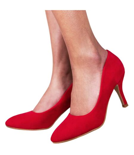 Where´s that from womens/ladies suede pointed mid high heel court pumps red Where's That From