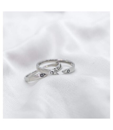 Slim Arrow Adjustable Sun Moon Matching Couple Ring Set