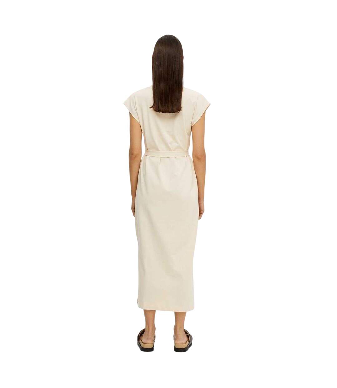 Robe Motif/style Ceinturé Femme Beige Pâle Selected Femme-3