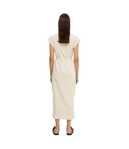Robe Motif/style Ceinturé Femme Beige Pâle Selected Femme
