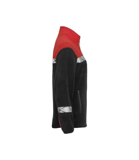 Womens/ladies Progression Full Zip Fleece Jacket Black Red Projob