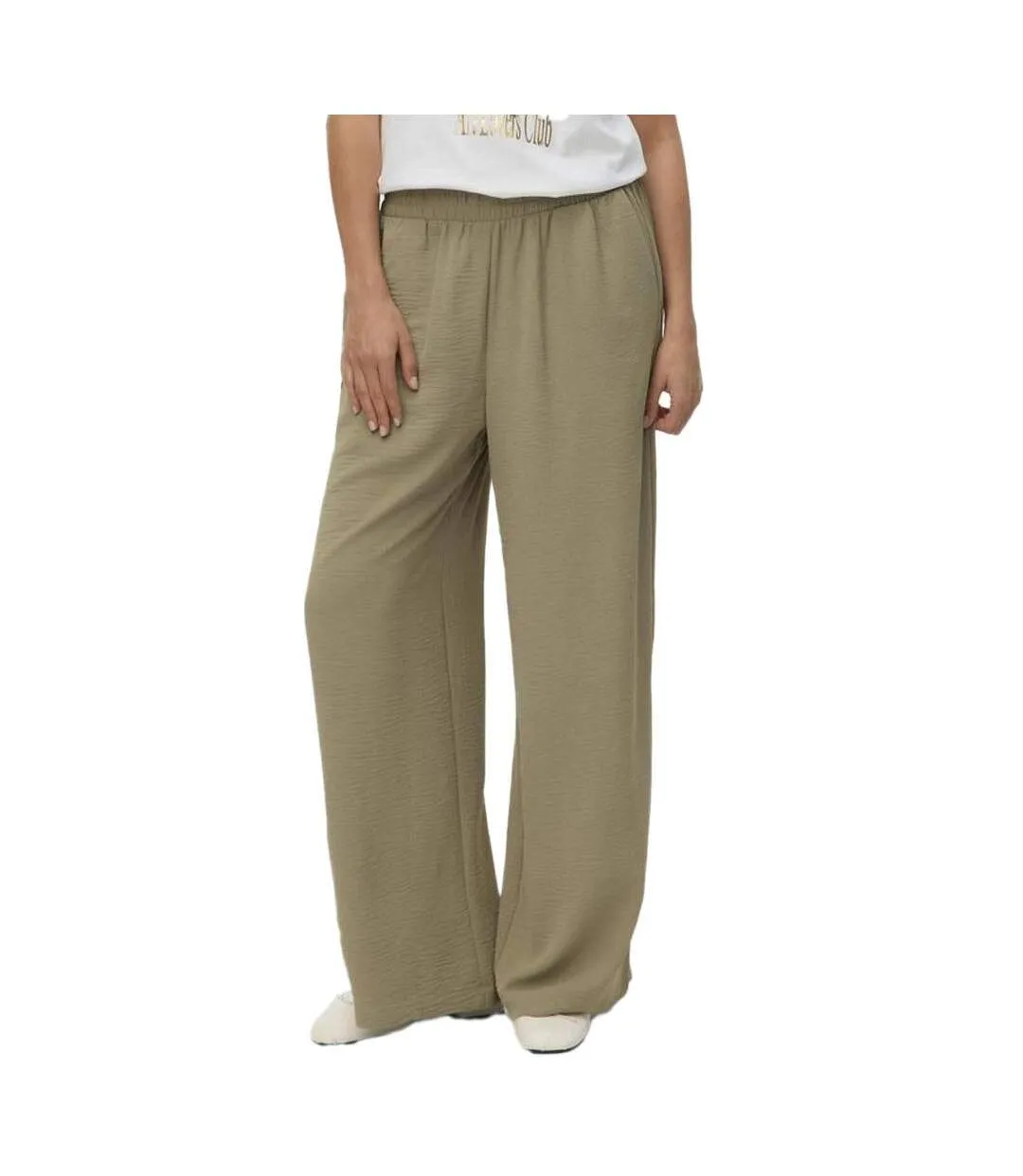 Pantalon fluide marron femme vero moda alva-1