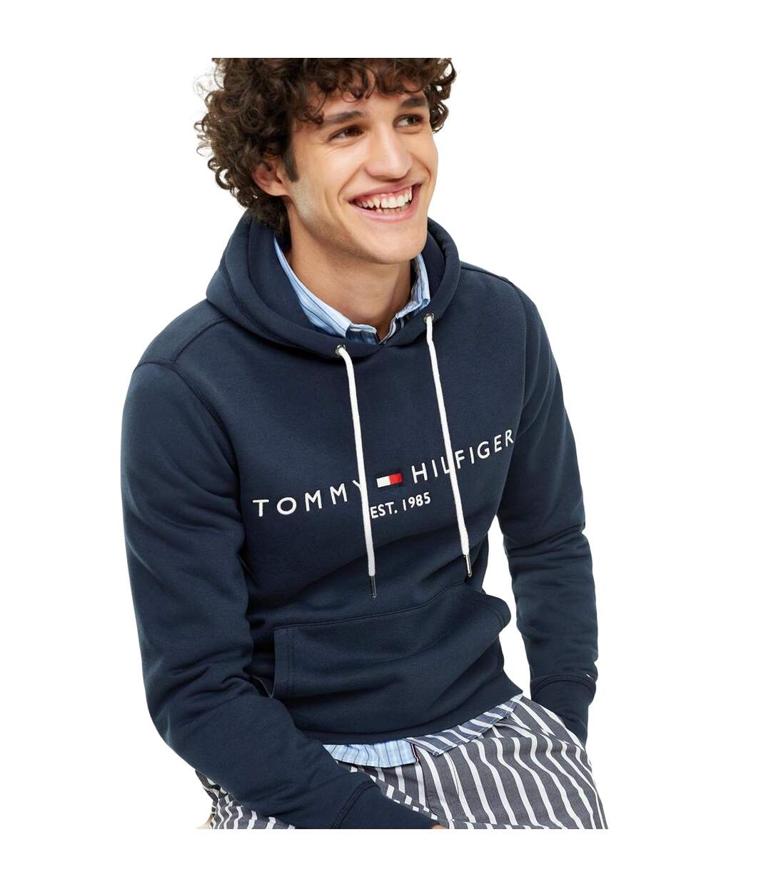 Sweat À Capuche Motif/style Logo Homme Bleu Foncé Tommy Hilfiger-4