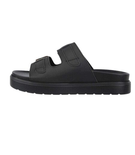 Womens/ladies Double Strap Flat Sandals Black Biba