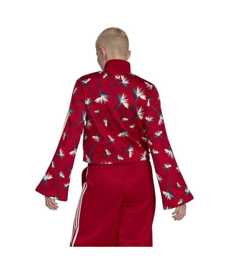 Womens/ladies Originals Floral Bell Sleeve Track Top Red Adidas