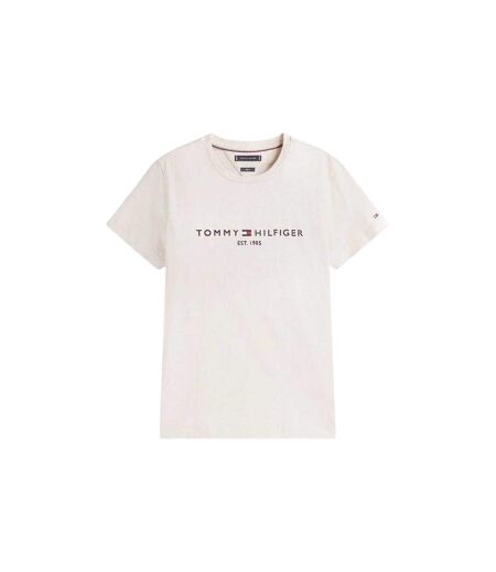 T-shirt Motif/style Logo Sur Poitrine Femme Beige Avoine Tommy Hilfiger