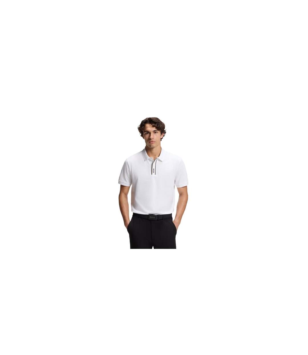 Polo Motif/style Logo Homme Blanc Boss-1