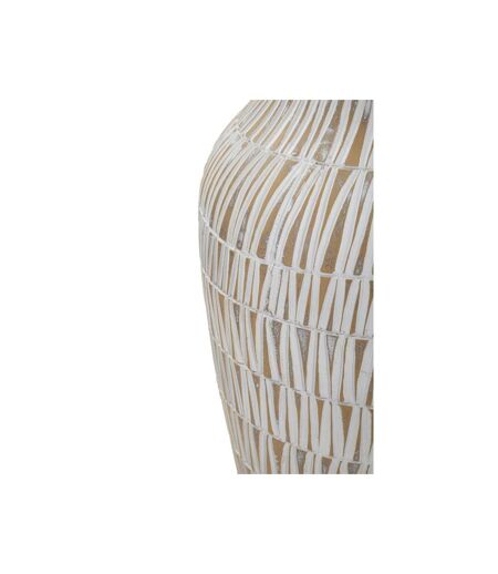 Vase Déco en Résine Stiky 44cm Or & Blanc