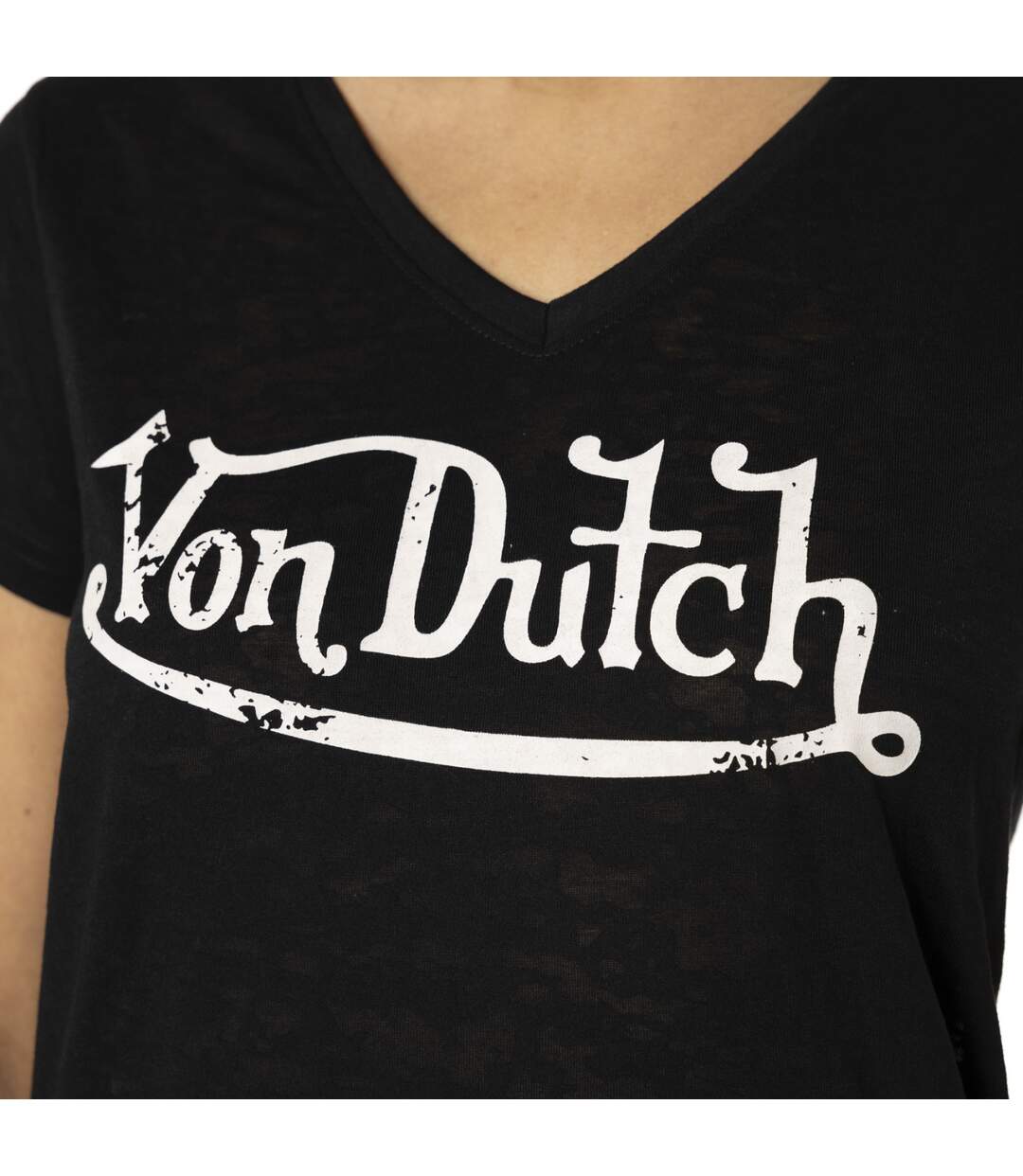 T-shirt femme en col v avec print devant Classic Vondutch