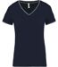 T-shirt manches courtes coton piqué col V K394 - bleu marine grey - femme