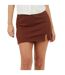 Womens/ladies Ribbed High Waist Mini Skirt Chocolate Brave Soul-2