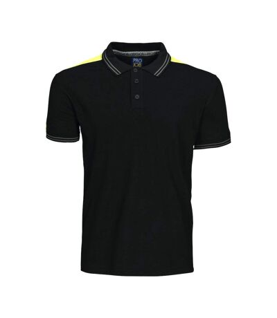 Projob Mens Pique Polo Shirt (Black/Yellow) - UTUB421