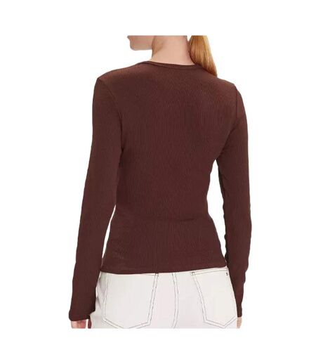 T-Shirt manches longues marron femme tommy hilfiger essentials