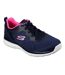 Womens/ladies bountiful quick path plain trainers navy/hot pink Skechers-1