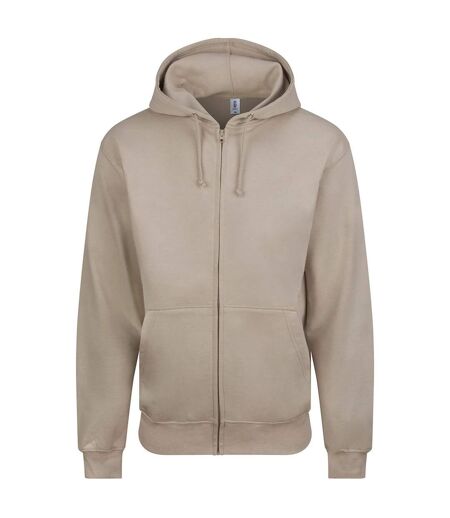 Plain Mens Hooded Full Zip Hoodie / Zoodie Natural Stone Awdis