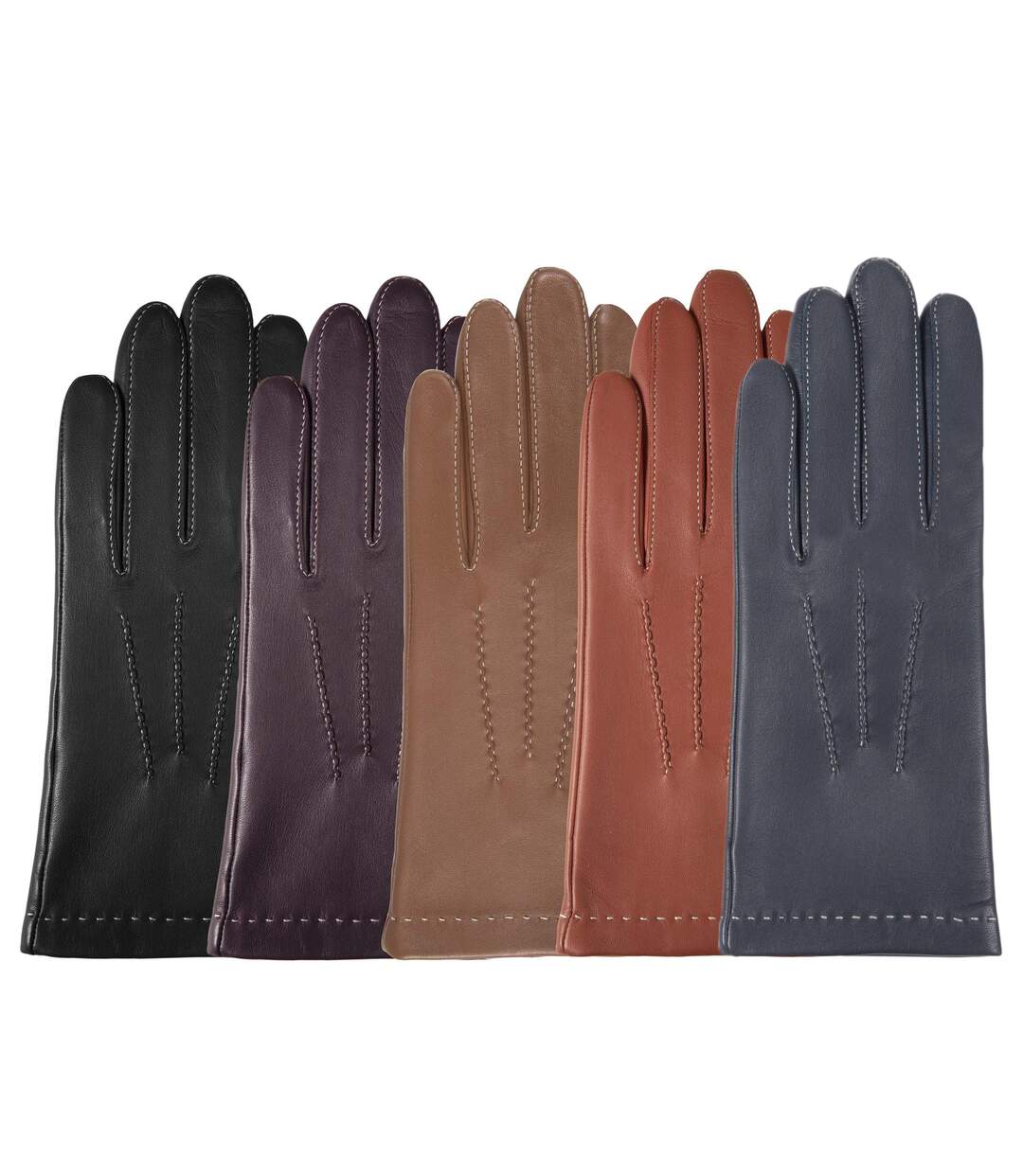 Isotoner Gants femme en cuir d'agneau pleine fleur, doublés soie, tendance et modernes-2