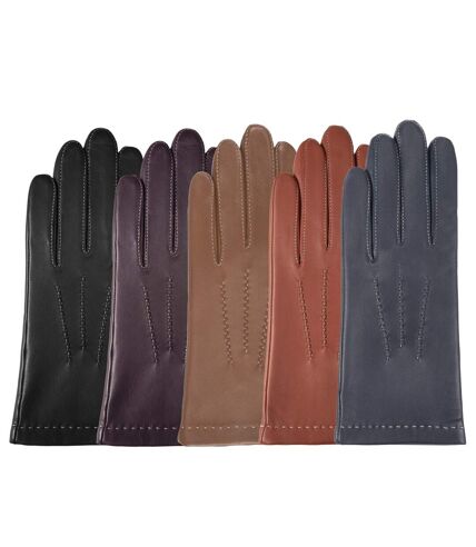 Isotoner Gants femme en cuir d'agneau pleine fleur, doublés soie, tendance et modernes