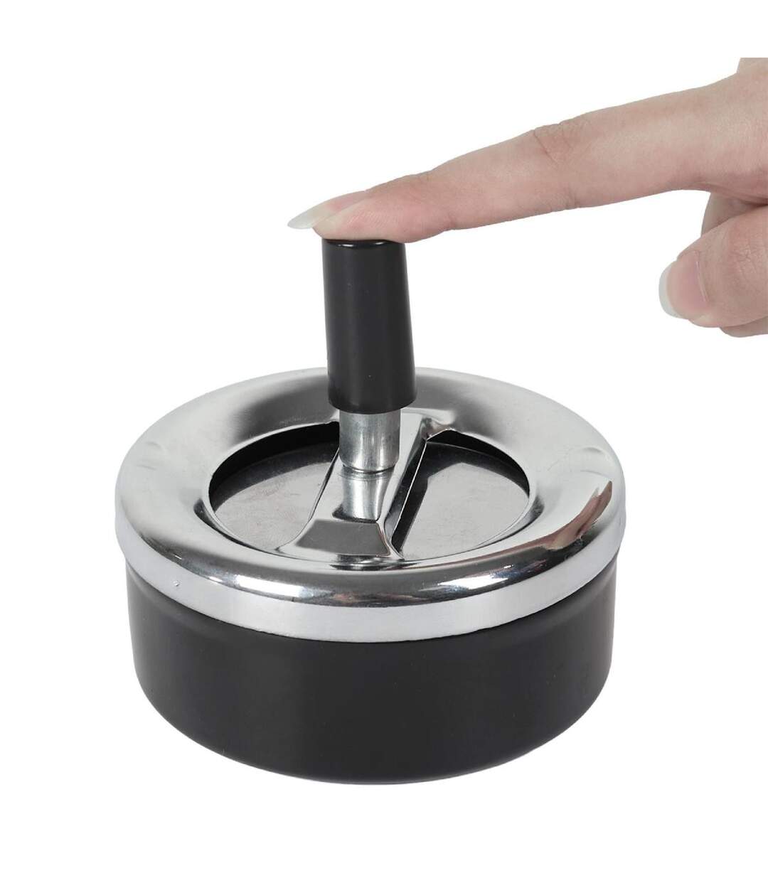 Cendrier Poussoir en Métal Fun 9cm Noir-5