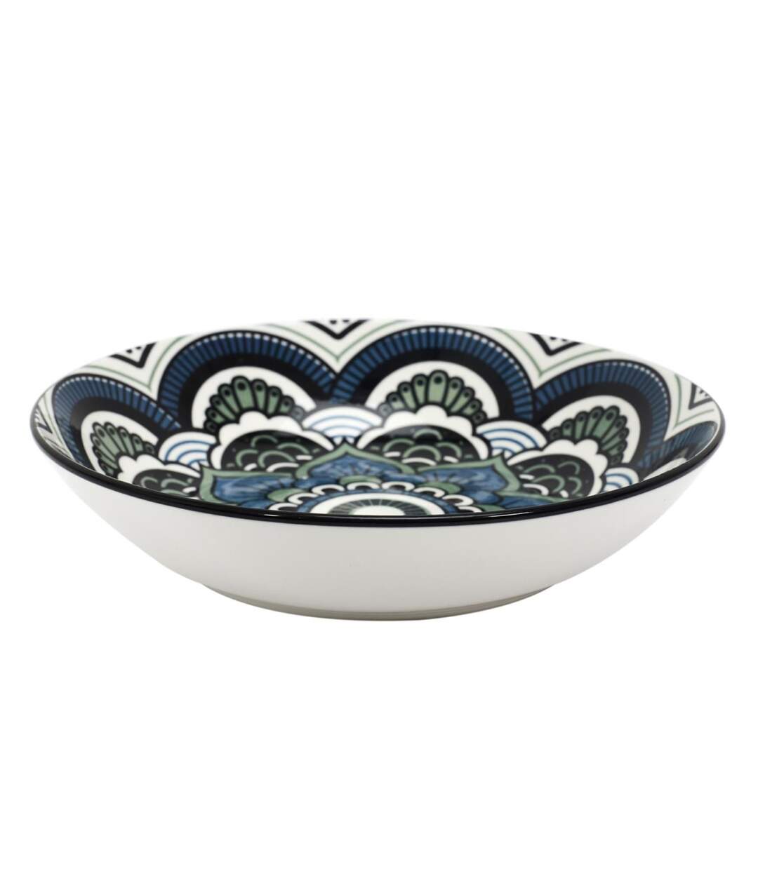 Lot de 6 Assiettes Creuses Mandala 20cm Bleu-2