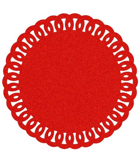Set de Table Rond à Paillettes Guirlande 38cm Rouge