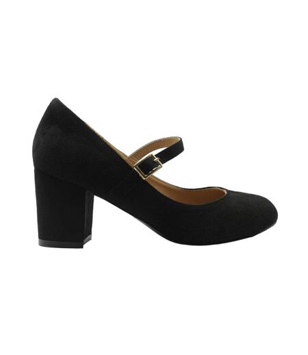 Womens/ladies araceli extra extra wide block heel mary janes black Where´s That From