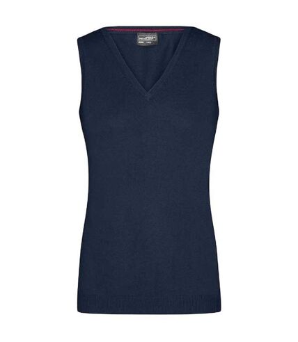 Débardeur Pull sans manche col V - FEMME - JN656 - bleu marine