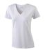 T-shirt col V - extensible - JN928 - BLANC - femme - manches courtes