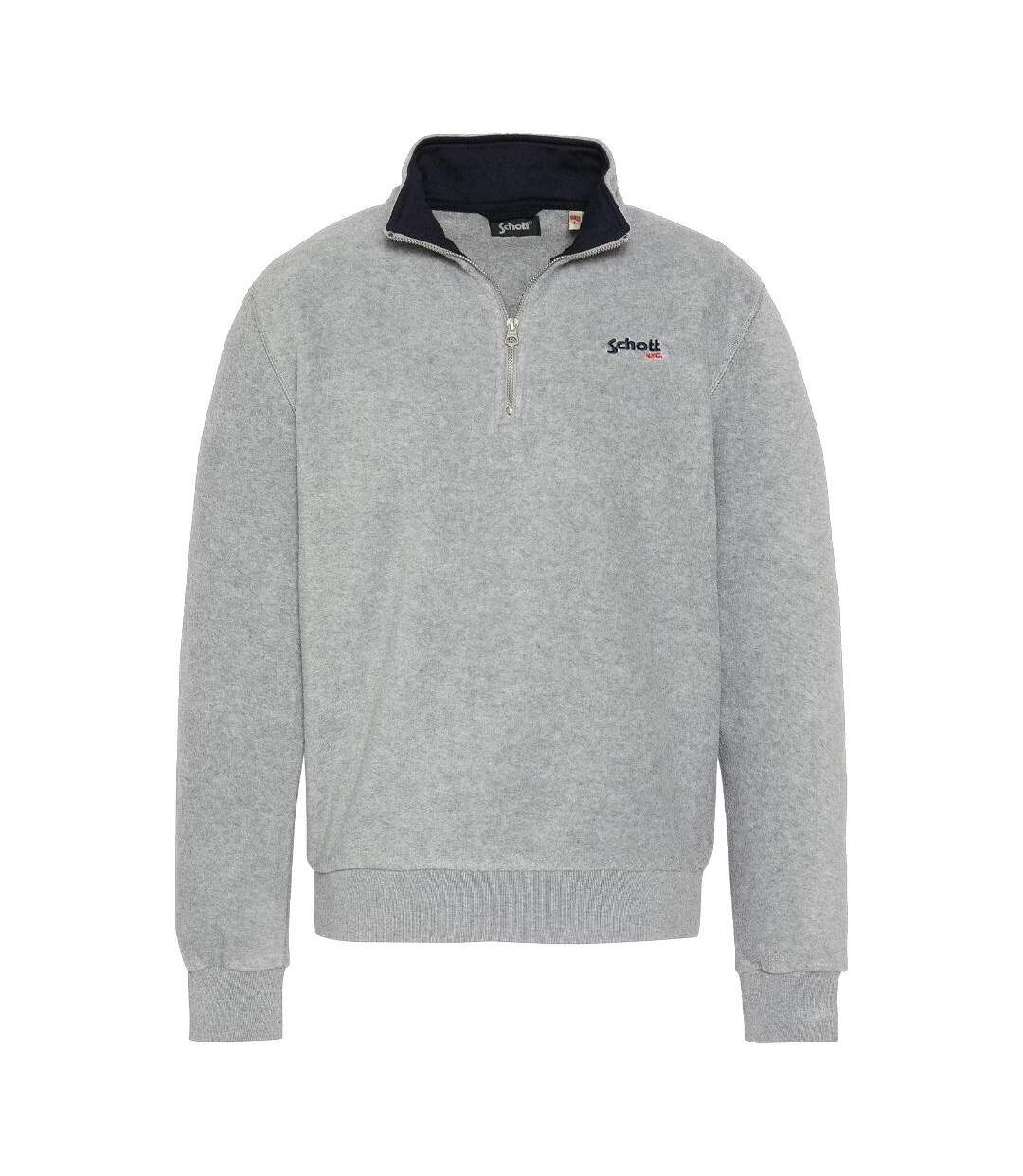 Sweat polaire gris homme schott half zipped-1