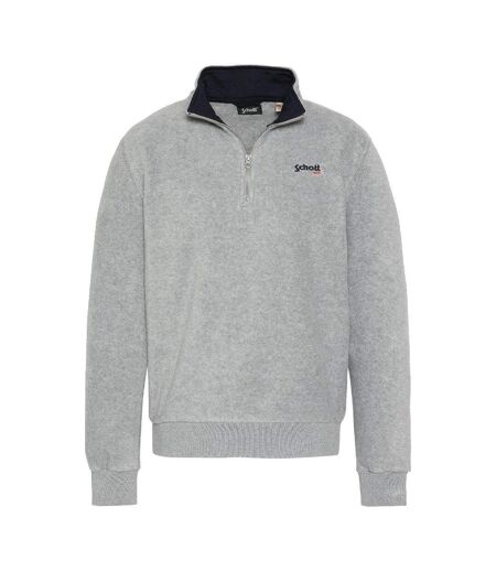 Sweat polaire gris homme schott half zipped
