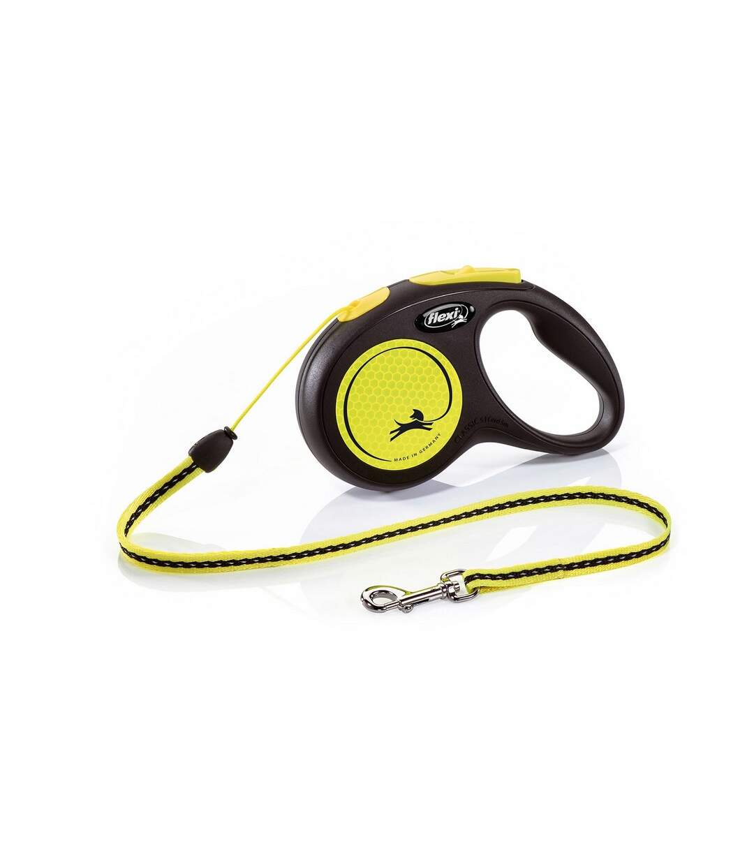 Cordon rétractable pour chiens medium 5 m jaune néon / noir Flexi-1