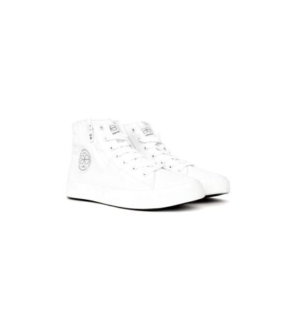 Mens kickturn canvas high-top trainers white/monochrome Crosshatch