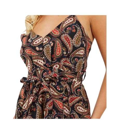 Combinaison Bretelles Fines Motif/style Cachemire Femme Noir Brave Soul