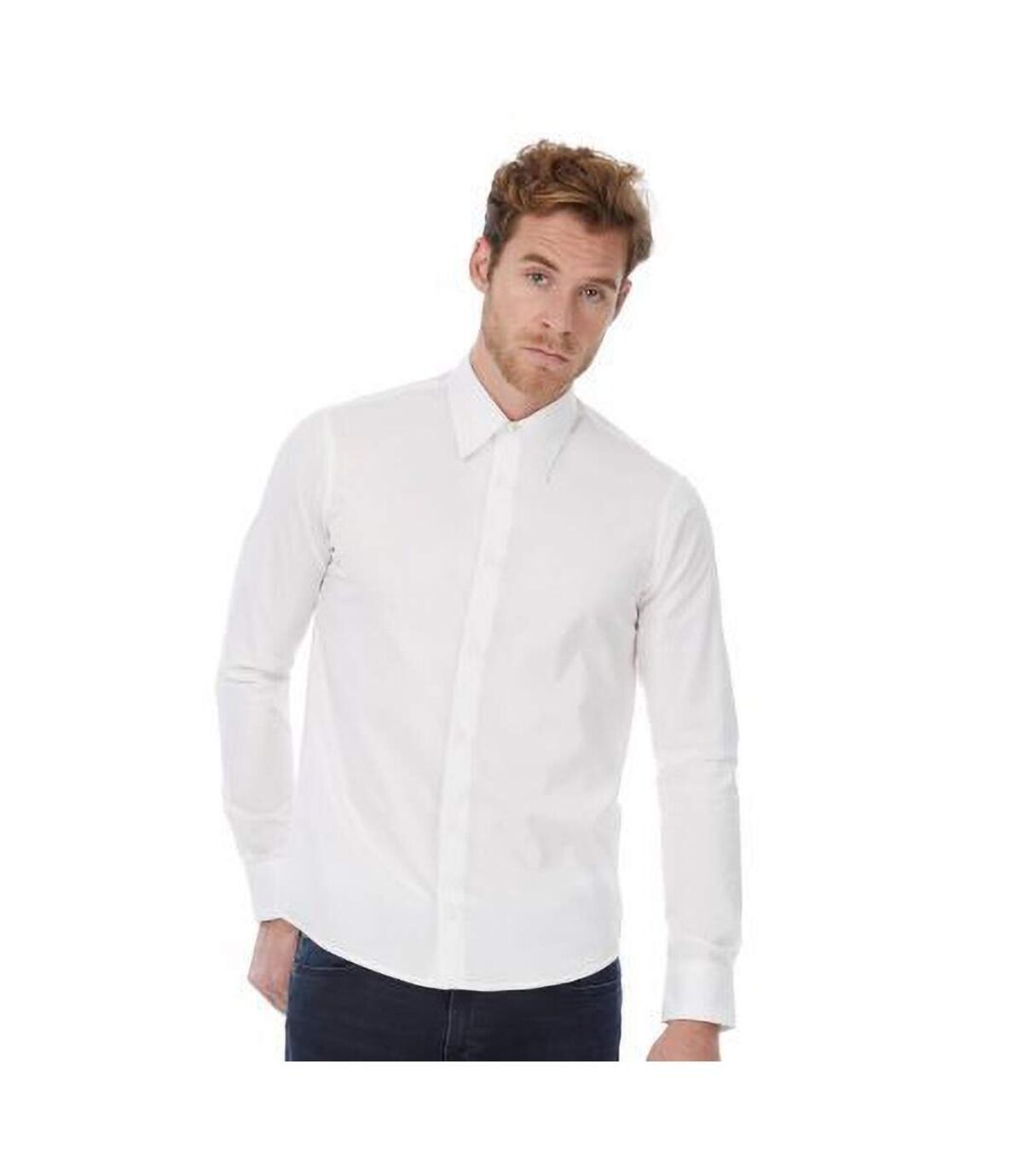 Russell Collection Mens Easy Care Tailored Poplin Shirt (White)
