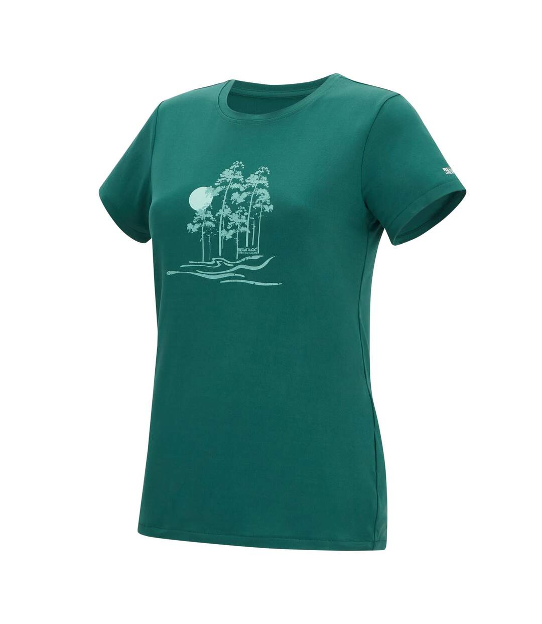 T-shirt Extensible Manches Courtes Motif/style Rivage Fingal Femme Vert Sarcelle Imprimé Graphique Regatta-3