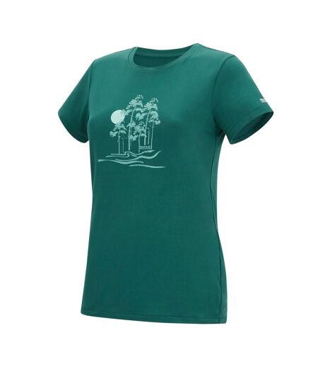 T-shirt Extensible Manches Courtes Motif/style Rivage Fingal Femme Vert Sarcelle Imprimé Graphique Regatta