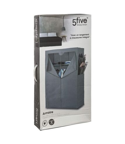 Armoire en tissu avec 2 penderies, 2 étagères et poches de rangement - Gris anthracite