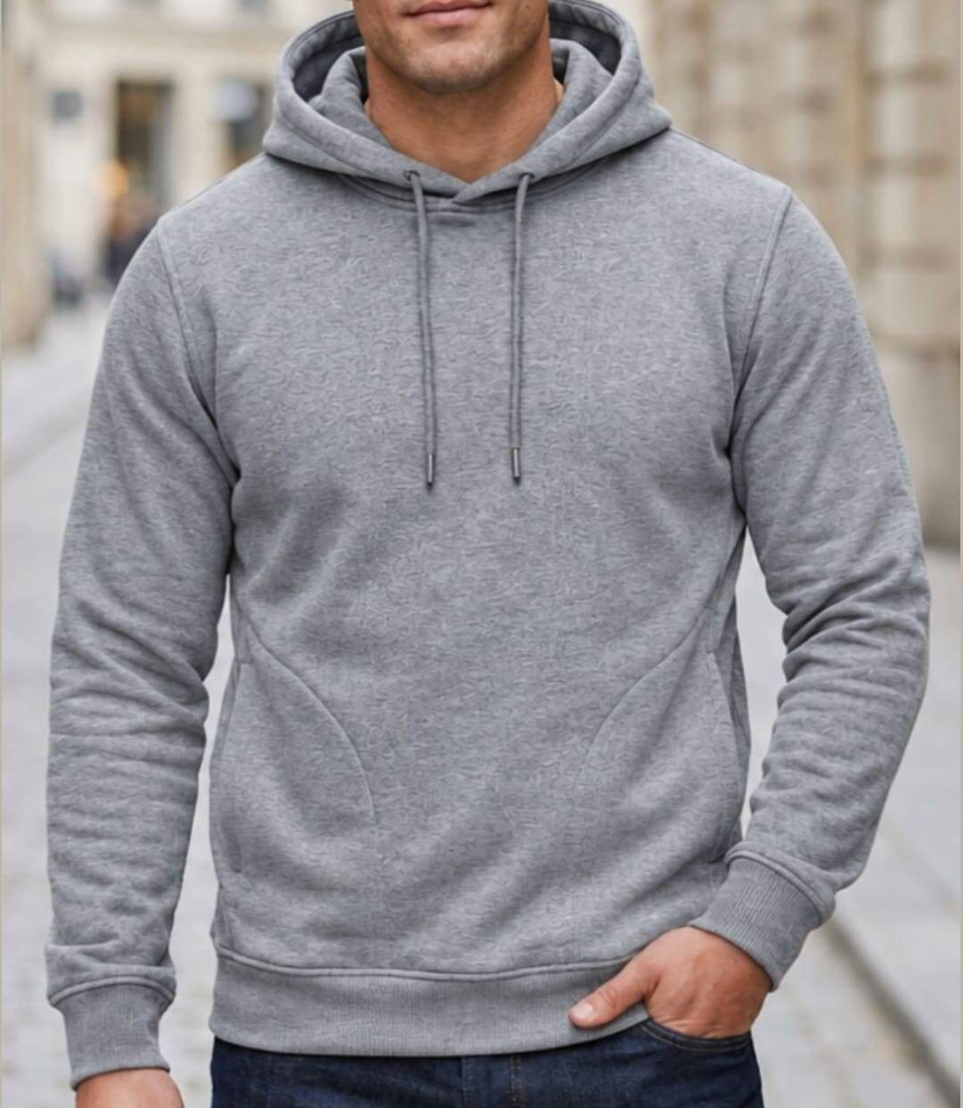 CHALLENGER PRIAM5 — Sweat à capuche gris chiné : confort thermique et poches zippées-1