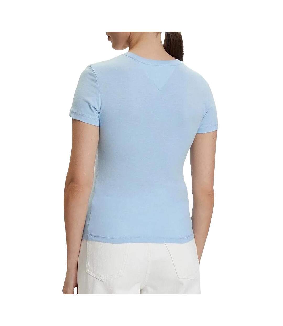 T-shirt slim bleu femme tommy hilfiger linear-2