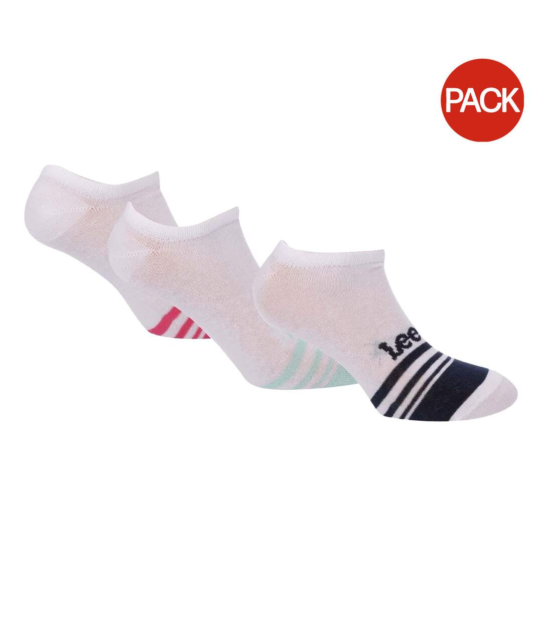 Socquettes Style À Rayures Femme Blanc Lee-1