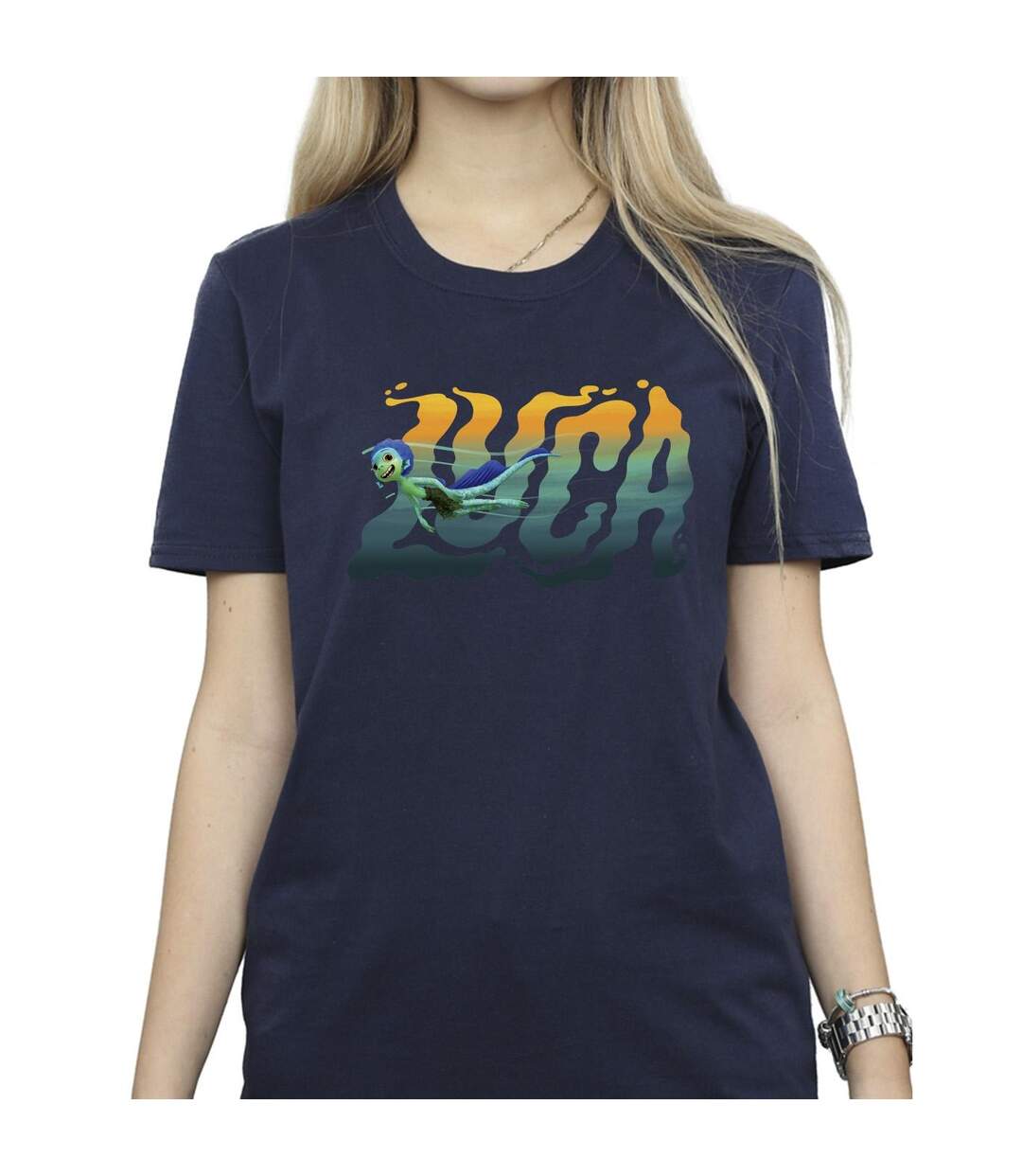 Disney Femme/Ladies Luca Swim Cotton Boyfriend T-Shirt (Bleu marine) - UTBI30861-3