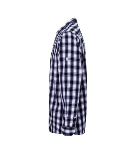 Premier Mens Mulligan Check Long Sleeve Shirt (White/Navy)