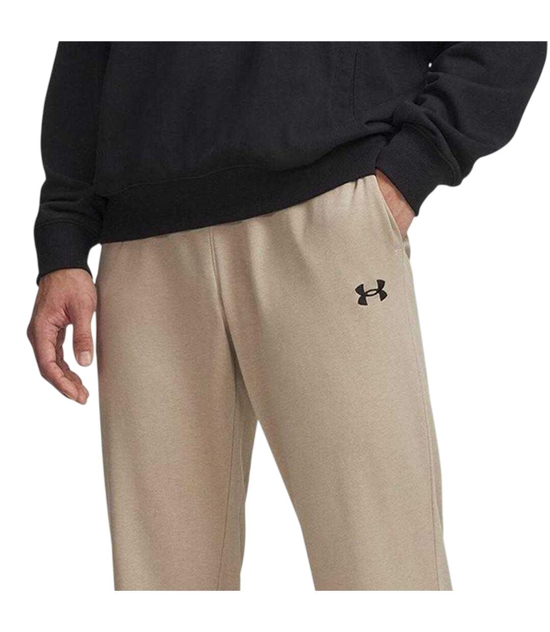 Mens Rival Fleece Lightweight Joggers Khaki Black Under Armour-4