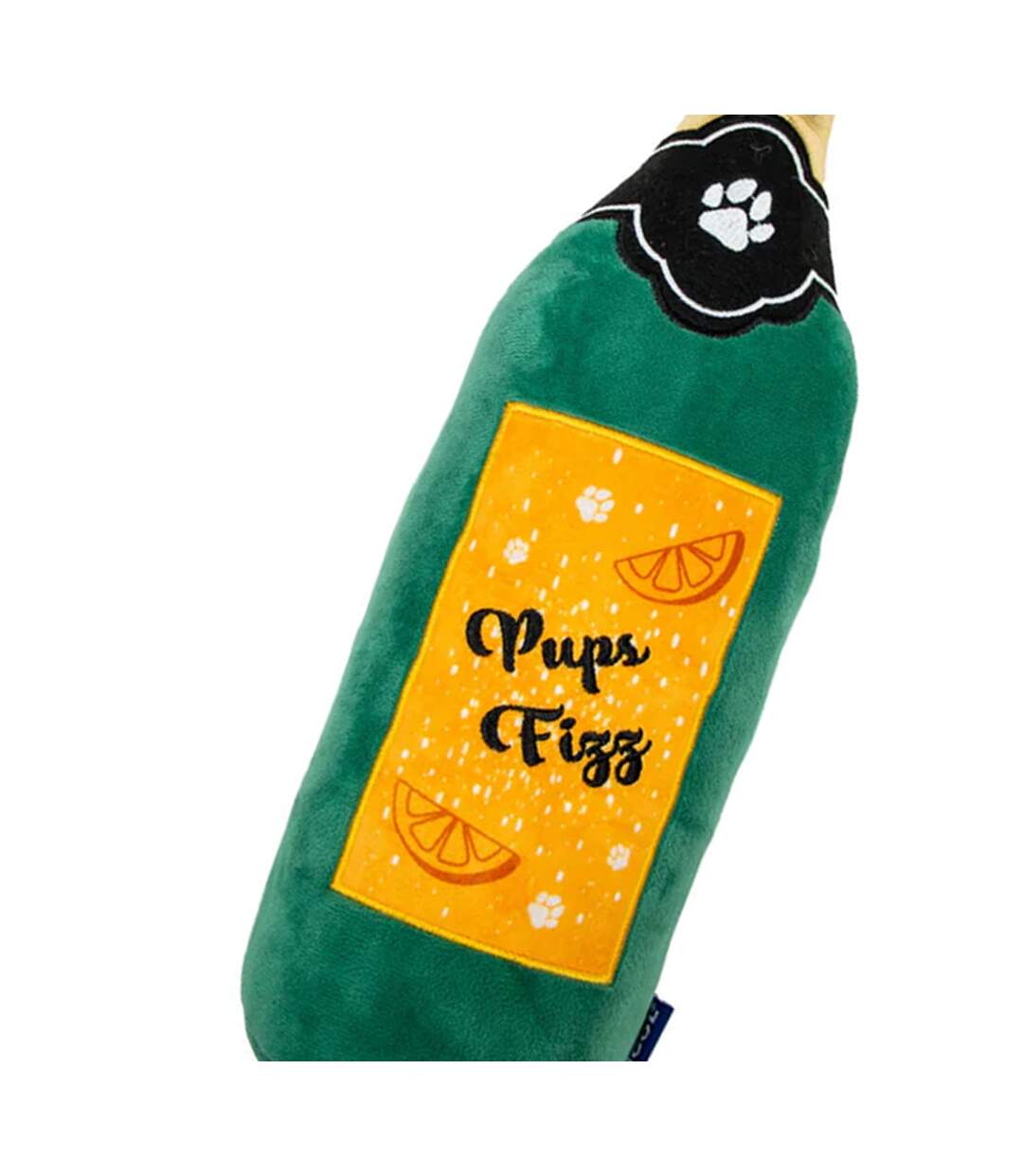 Pups fizz plush dog toy one size green/gold/yellow Ancol-2